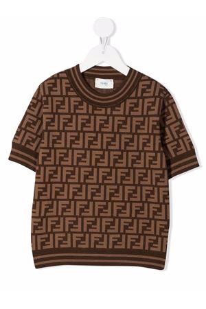 brown viscose tshirt FENDI KIDS | JFG069AEYDF15B6